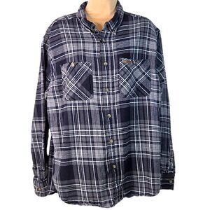 Smith’s Workwear Men’s XL Black/Gray Plaid Button-Up Cotton Flannel Shirt